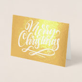 Vrolijk kerstfeest minimalistisch handgeschreven g folie kaarten (Voorkant)