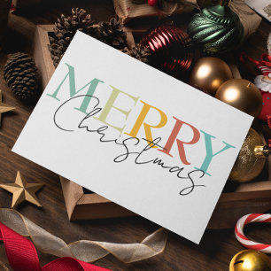 Vrolijk Kerstfeest Minimalistisch Kleurrijk Eenvou Kaart