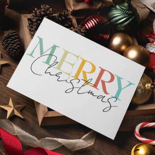 Vrolijk Kerstfeest Minimalistisch Kleurrijk Eenvou Kaart