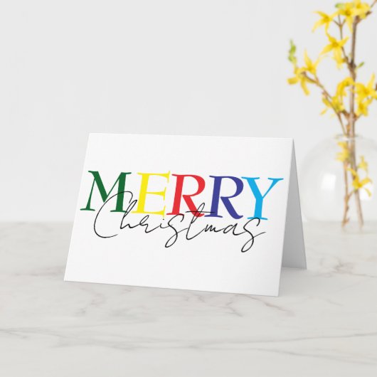 Vrolijk Kerstfeest Minimalistisch Kleurrijk Eenvou Kaart (Gele Bloem)