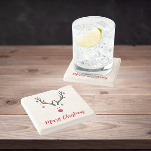 Vrolijk kerstfeest minimalistisch moderne render stenen onderzetter