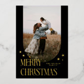 Vrolijk Kerstfeest Minimalistische Boog Zwart Folie Feestdagenkaart (Voorkant)