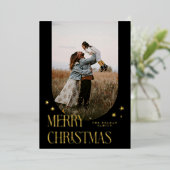 Vrolijk Kerstfeest Minimalistische Boog Zwart Folie Feestdagenkaart (Staand Voorkant)