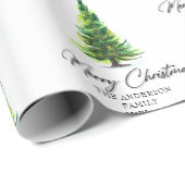 Vrolijk kerstfeest minimalistische dennenboom wate cadeaupapier (Rol Hoek)