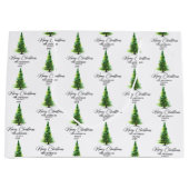 Vrolijk kerstfeest minimalistische dennenboom wate groot cadeauzakje (Voorkant)