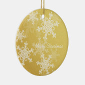 Vrolijk Kerstfeest Minimalistische Gouden Sneeuwvl Keramisch Ornament (Rechts)