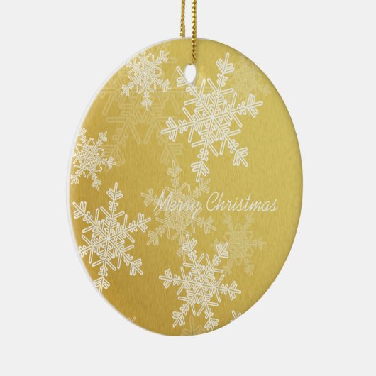 Vrolijk Kerstfeest Minimalistische Gouden Sneeuwvl Keramisch Ornament (Rechts)