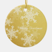 Vrolijk Kerstfeest Minimalistische Gouden Sneeuwvl Keramisch Ornament (Voorkant)
