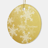 Vrolijk Kerstfeest Minimalistische Gouden Sneeuwvl Keramisch Ornament (Links)
