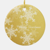 Vrolijk Kerstfeest Minimalistische Gouden Sneeuwvl Keramisch Ornament (Achterkant)