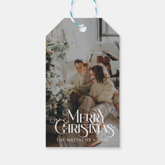 Vrolijk Kerstfeest Minimalistische Leuke Typografi Cadeaulabel (Voorkant)