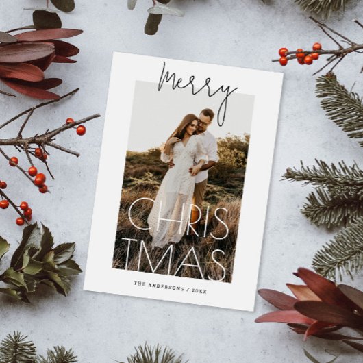 vrolijk kerstfeest | Minimalistische moderne foto Feestdagenkaart