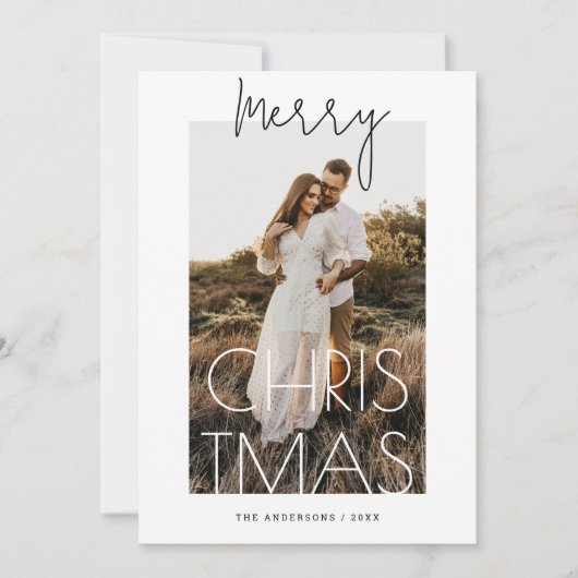 vrolijk kerstfeest | Minimalistische moderne foto Feestdagenkaart (Voorkant)