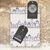 Vrolijk Kerstfeest Minimalistische Moderne Glitter Cadeaulabel