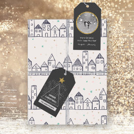 Vrolijk Kerstfeest Minimalistische Moderne Glitter Cadeaulabel