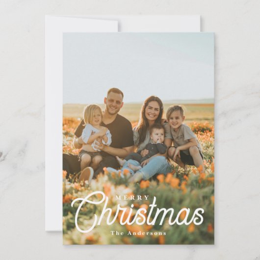 Vrolijk Kerstfeest Minimalistische Overlay Fotokaa Feestdagenkaart (Voorkant)