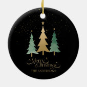 Vrolijk Kerstfeest Minimalistische Pine Trees Zwar Keramisch Ornament (Achterkant)