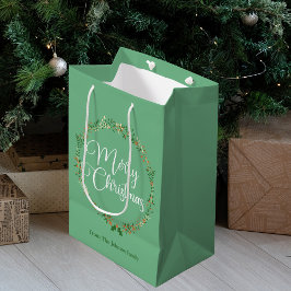 Vrolijk Kerstfeest  Mint Groene Krans Custom Medium Cadeauzakje