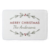 Vrolijk kerstfeest Mistletoe en Berries Bath Mat (Voorkant)