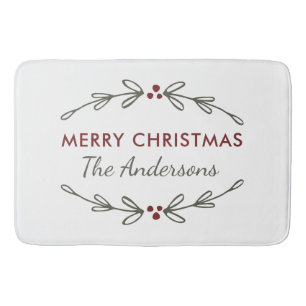 Vrolijk kerstfeest Mistletoe en Berries Bath Mat
