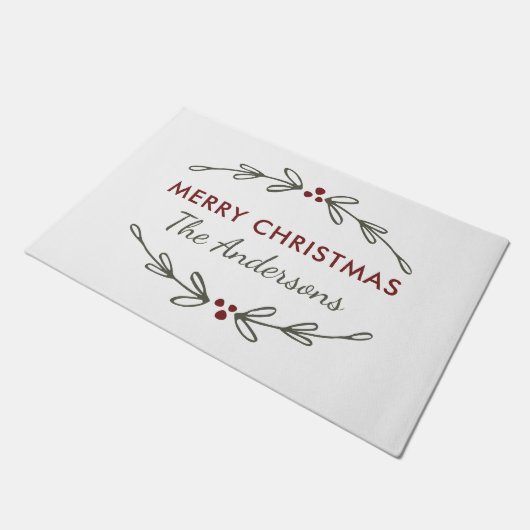 Vrolijk kerstfeest Mistletoe en Berries Doormat Deurmat (Schuin)