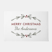 Vrolijk kerstfeest Mistletoe en Berries Doormat Deurmat (Voorkant)