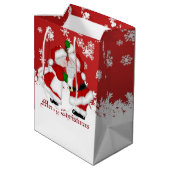 Vrolijk kerstfeest Mistletoe Santa Medium Cadeauzakje (Achterkant Gekanteld)