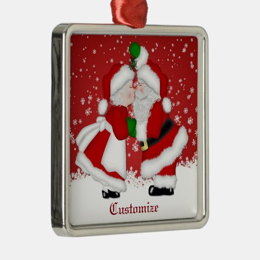 Vrolijk kerstfeest Mistletoe Santa Metalen Ornament (Rechts)