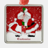 Vrolijk kerstfeest Mistletoe Santa Metalen Ornament (Voorkant)