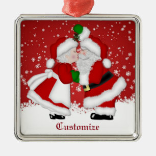 Vrolijk kerstfeest Mistletoe Santa Metalen Ornament