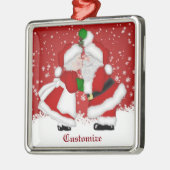 Vrolijk kerstfeest Mistletoe Santa Metalen Ornament (Links)