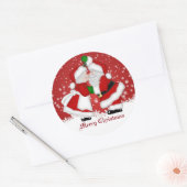 Vrolijk kerstfeest Mistletoe Santa Ronde Sticker (Envelop)