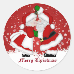 Vrolijk kerstfeest Mistletoe Santa Ronde Sticker