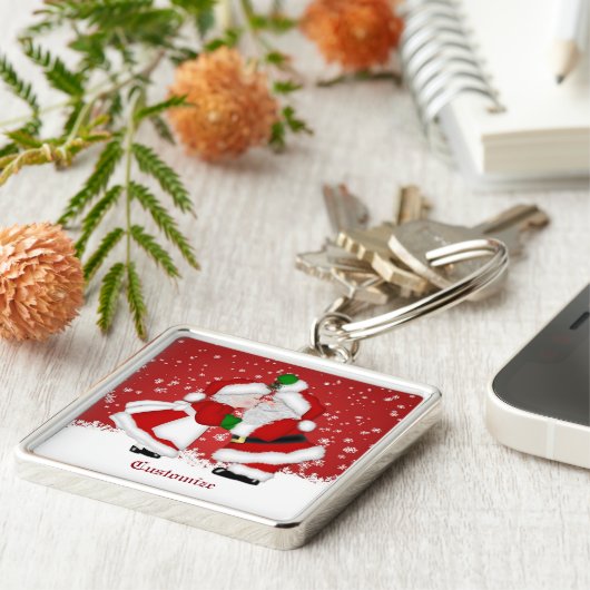 Vrolijk kerstfeest Mistletoe Santa Sleutelhanger (Zijkant)