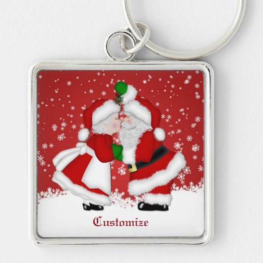 Vrolijk kerstfeest Mistletoe Santa Sleutelhanger (Voorkant)