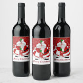 Vrolijk kerstfeest Mistletoe Santa Wijn Etiket (Flessen)