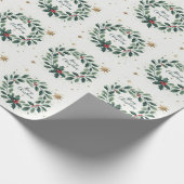 Vrolijk kerstfeest Mistletoe Wreath Cadeaupapier (Hoek)