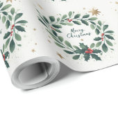 Vrolijk kerstfeest Mistletoe Wreath Cadeaupapier (Rol Hoek)