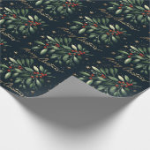 Vrolijk kerstfeest Mistletoe Wreath Cadeaupapier (Hoek)