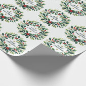 Vrolijk kerstfeest Mistletoe Wreath Cadeaupapier (Hoek)