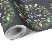 Vrolijk kerstfeest Mistletoe Wreath Cadeaupapier (Rol Hoek)