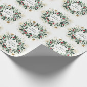 Vrolijk kerstfeest Mistletoe Wreath Cadeaupapier (Hoek)