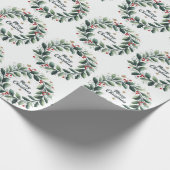 Vrolijk kerstfeest Mistletoe Wreath Cadeaupapier (Hoek)