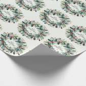 Vrolijk kerstfeest Mistletoe Wreath Cadeaupapier (Hoek)