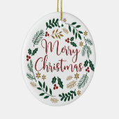 Vrolijk kerstfeest Mistletoe Wreath Keramisch Ornament (Rechts)