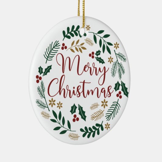 Vrolijk kerstfeest Mistletoe Wreath Keramisch Ornament (Rechts)