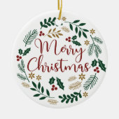 Vrolijk kerstfeest Mistletoe Wreath Keramisch Ornament (Voorkant)