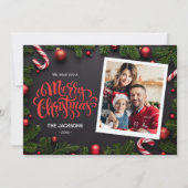 Vrolijk Kerstfeest modern 1 foto feestelijke eleme Feestdagenkaart (Voorkant)