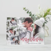 Vrolijk kerstfeest Modern 4-FOTO-groet Feestdagenkaart (Staand voorkant)
