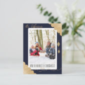 Vrolijk kerstfeest | Modern Blue Photo Dark Navy B Feestdagenkaart (Staand voorkant)